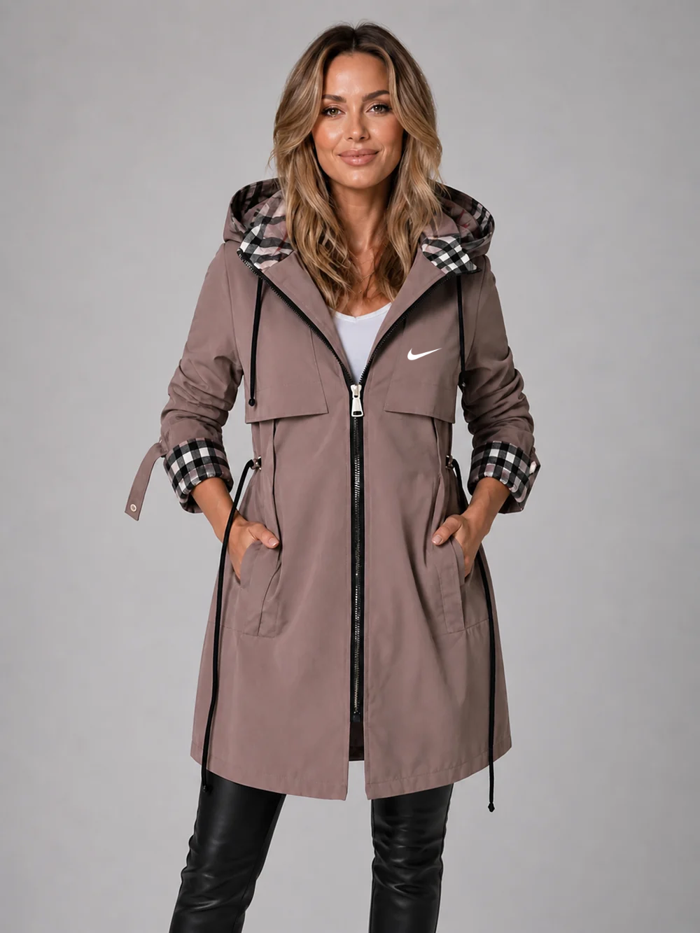 Women's Hooded Longline Zip Coat